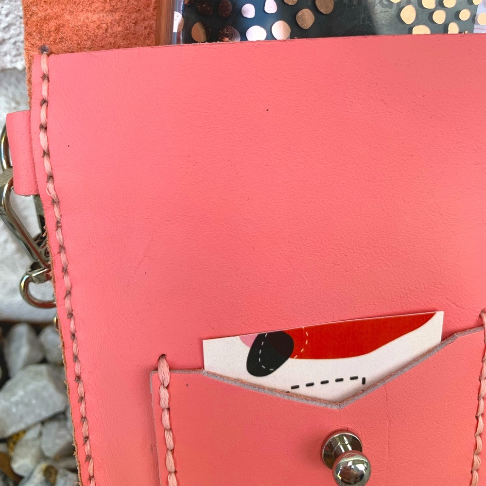 EAS leather phone bag salmon